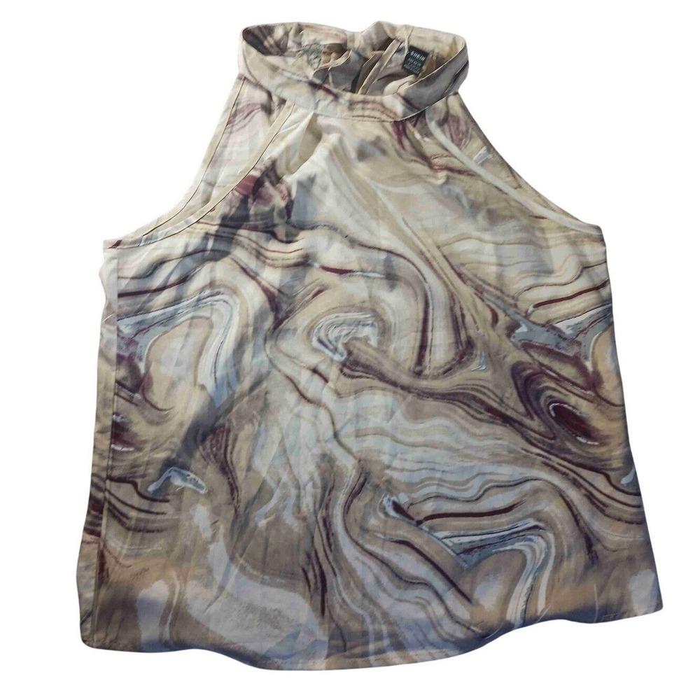 SHEIN Vaycay Marble Swirl High Neck Sleeveless Top Size L NWT Resort Statement